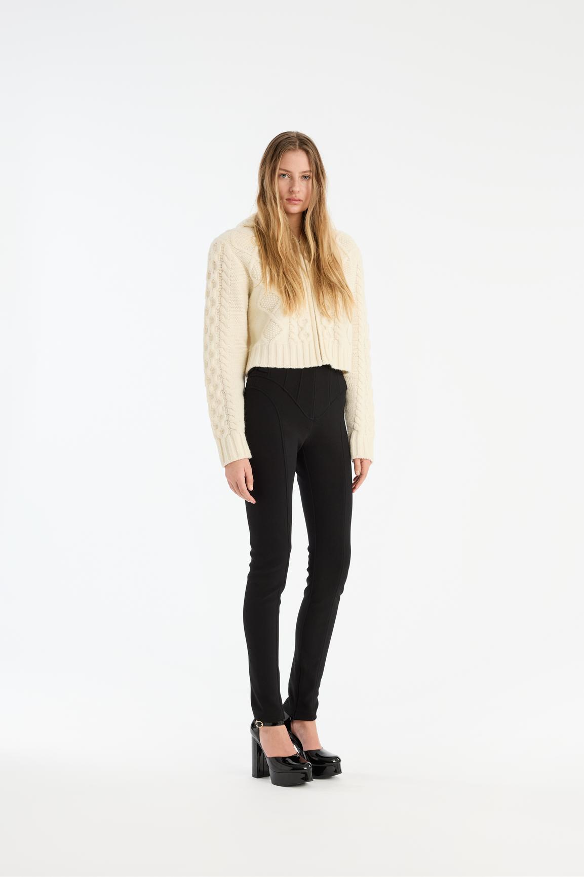 Knit Cable Zip Cardigan Egret