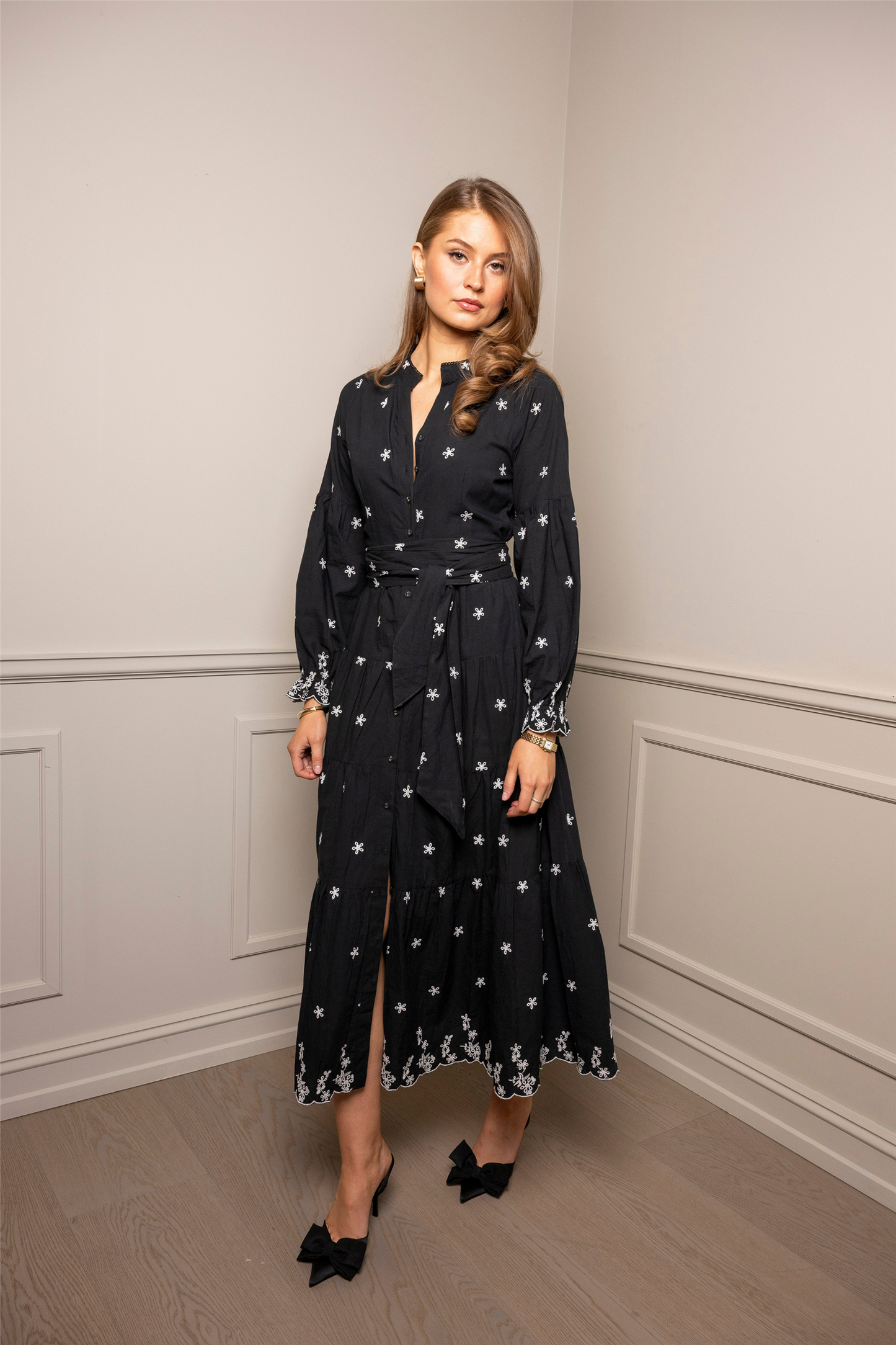 Gabriella Dress Noir Embroidery