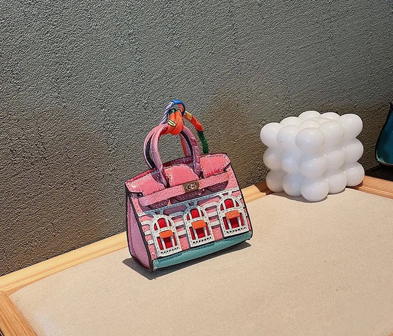 House Bag Charm Pink & Turquoise