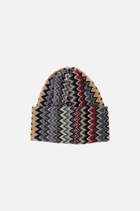 Zigzag Knit Beanie Brown
