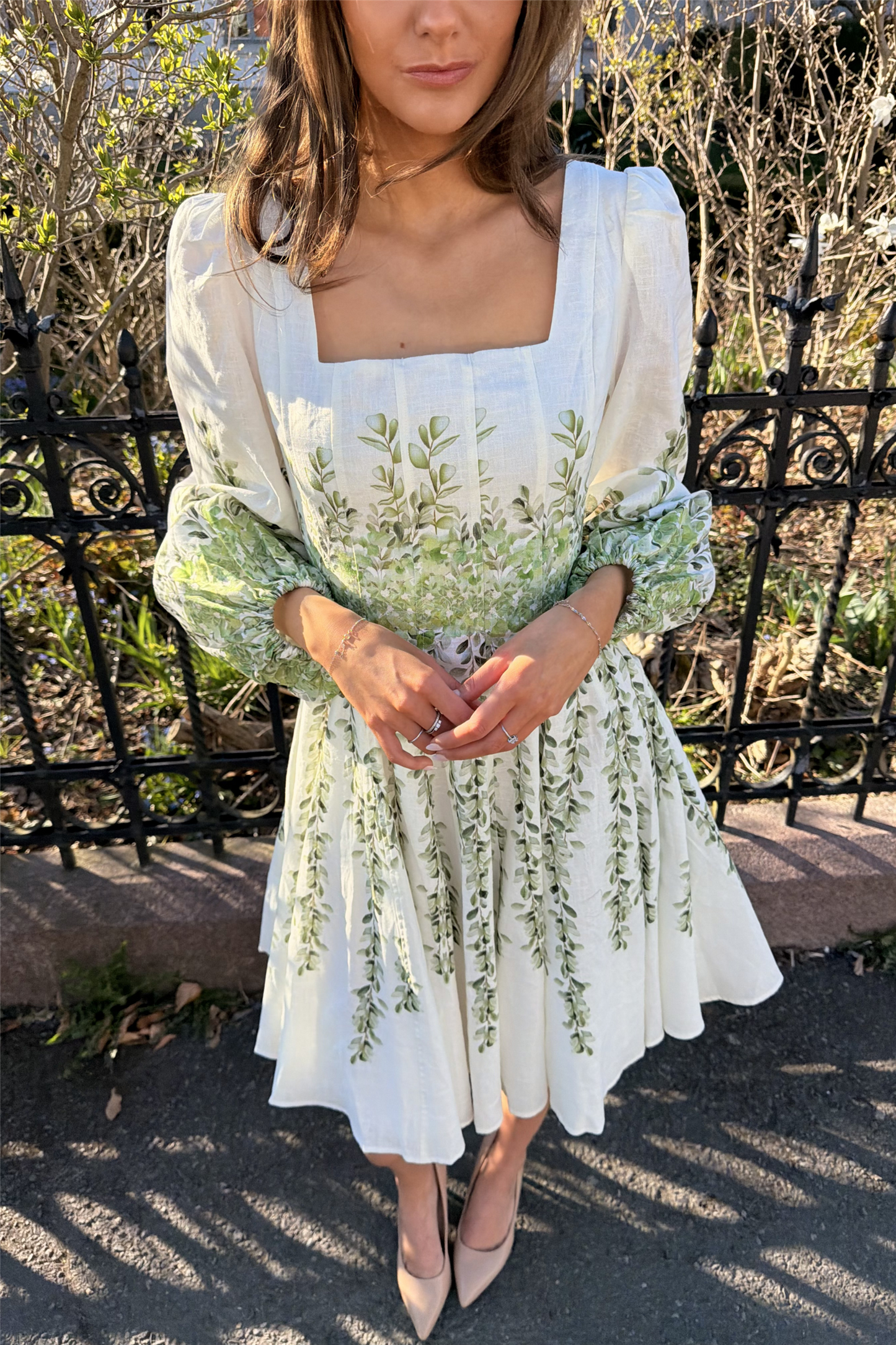Sophie Print Dress Long Green