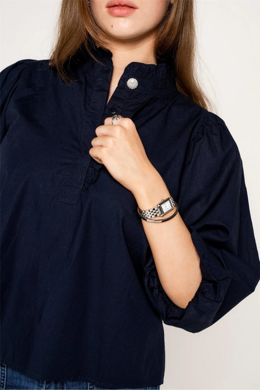 Ella Blouse Marine Poplin