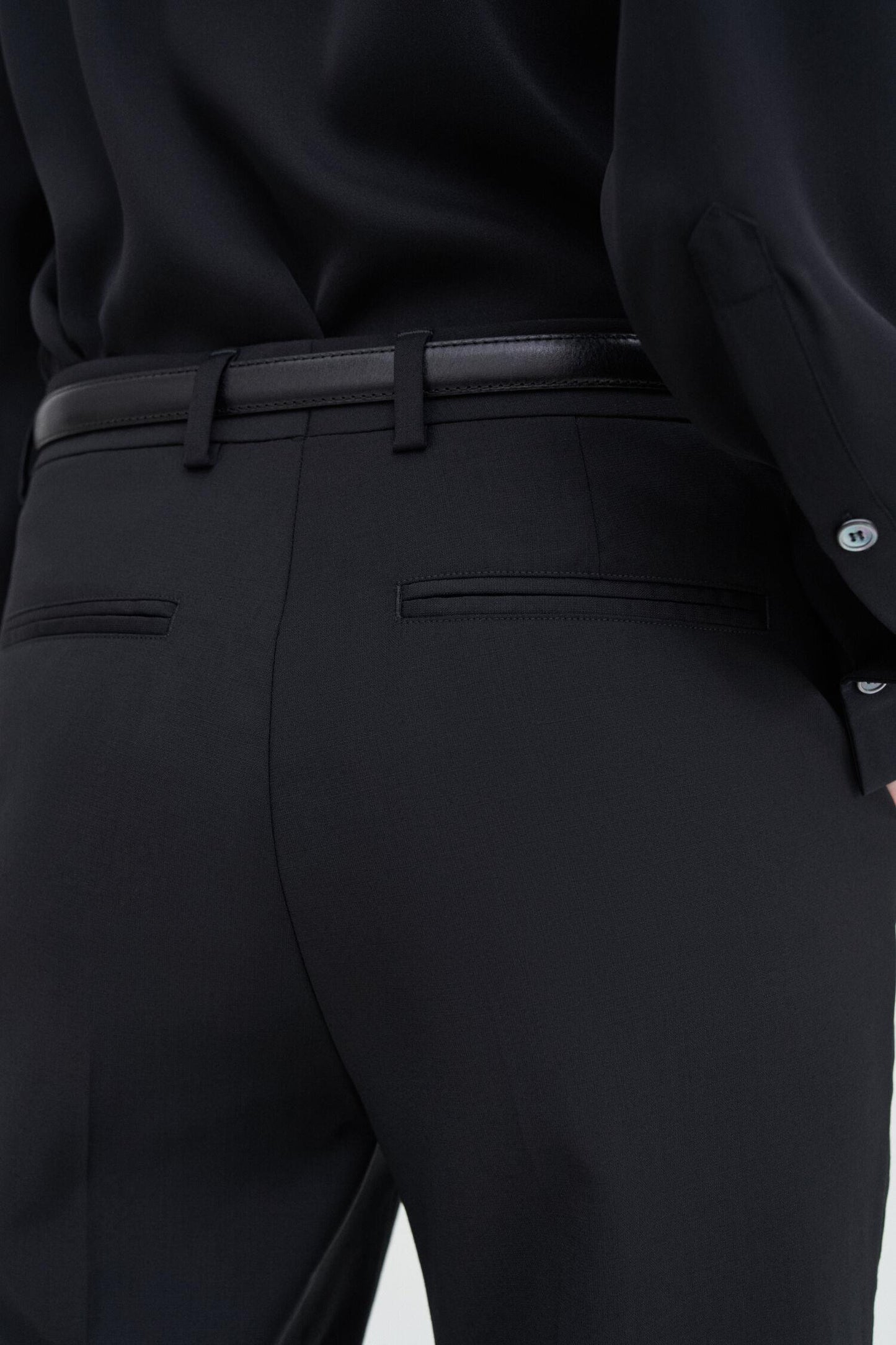 Emma Cropped Cool Wool Trousers Black