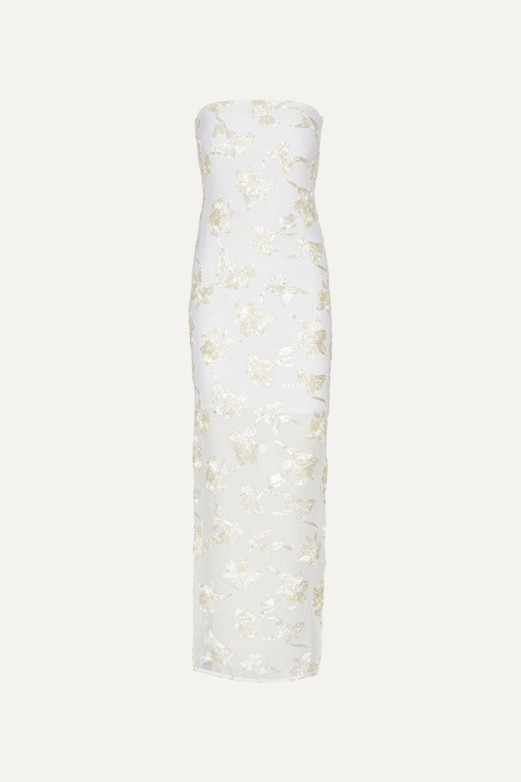 Flower Mesh Tube Dress Egret