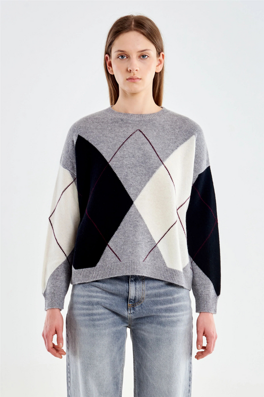 Argyle Sweater Grigio/Panna/Nero