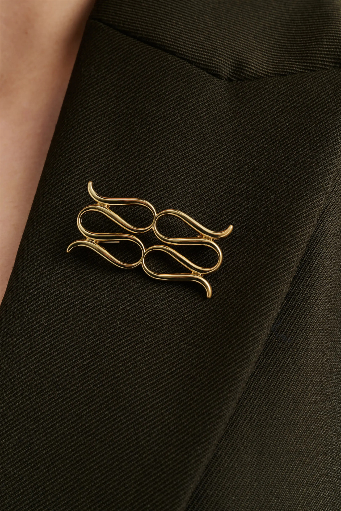 Monogram Brooch Gold Metallic