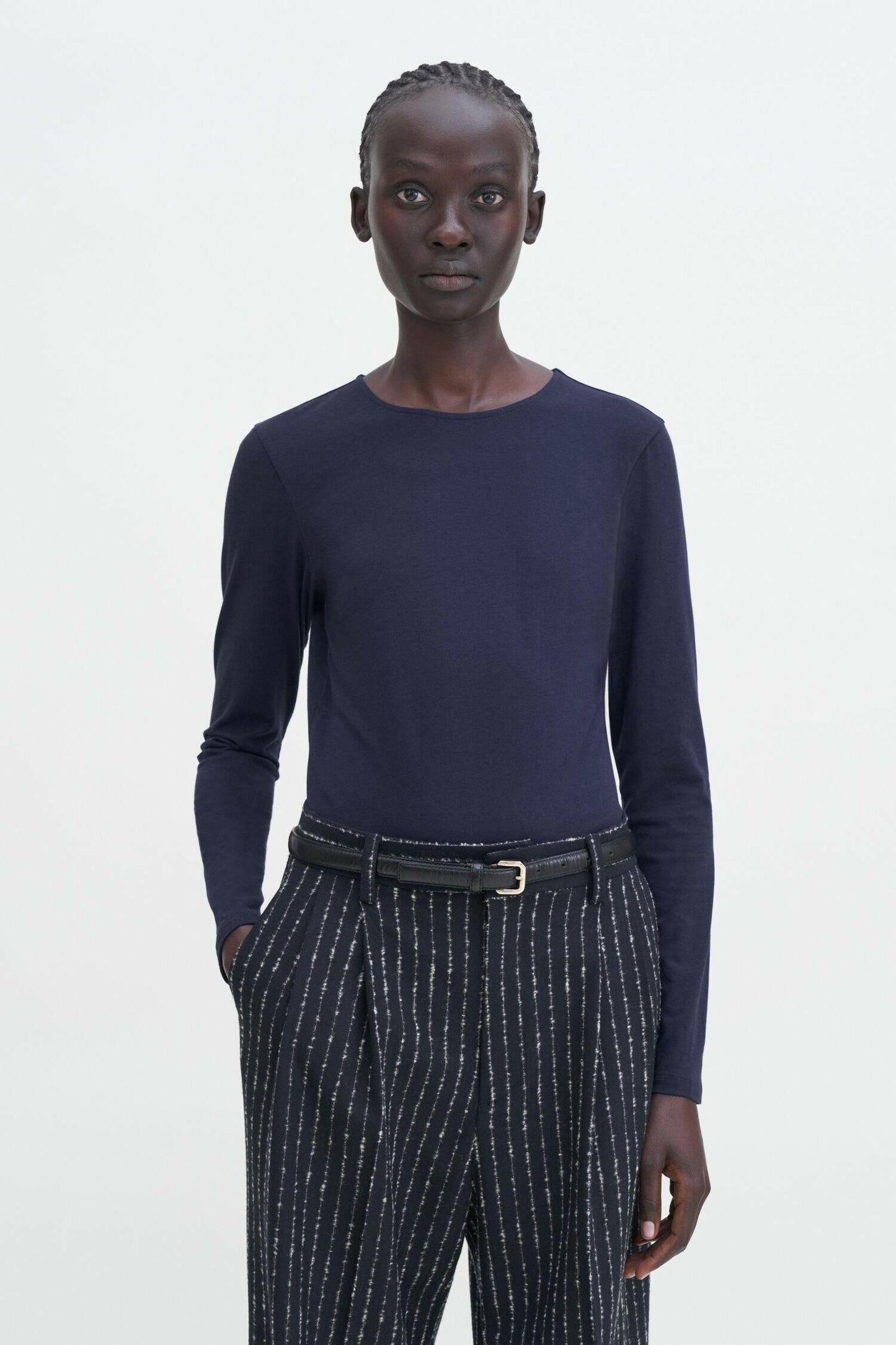 Cotton Stretch Long Sleeve Navy