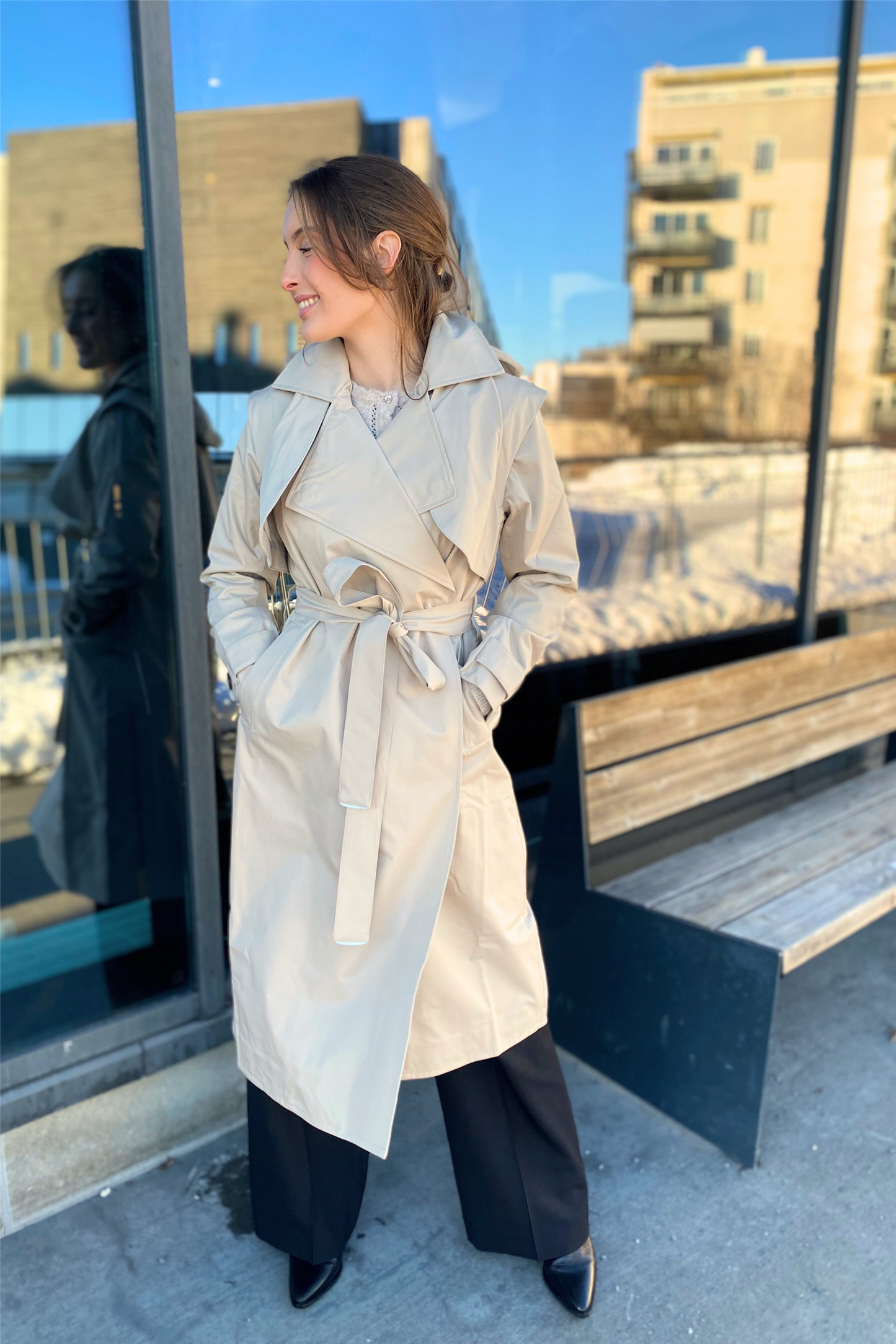 Regndråpe Trench Coat Sand