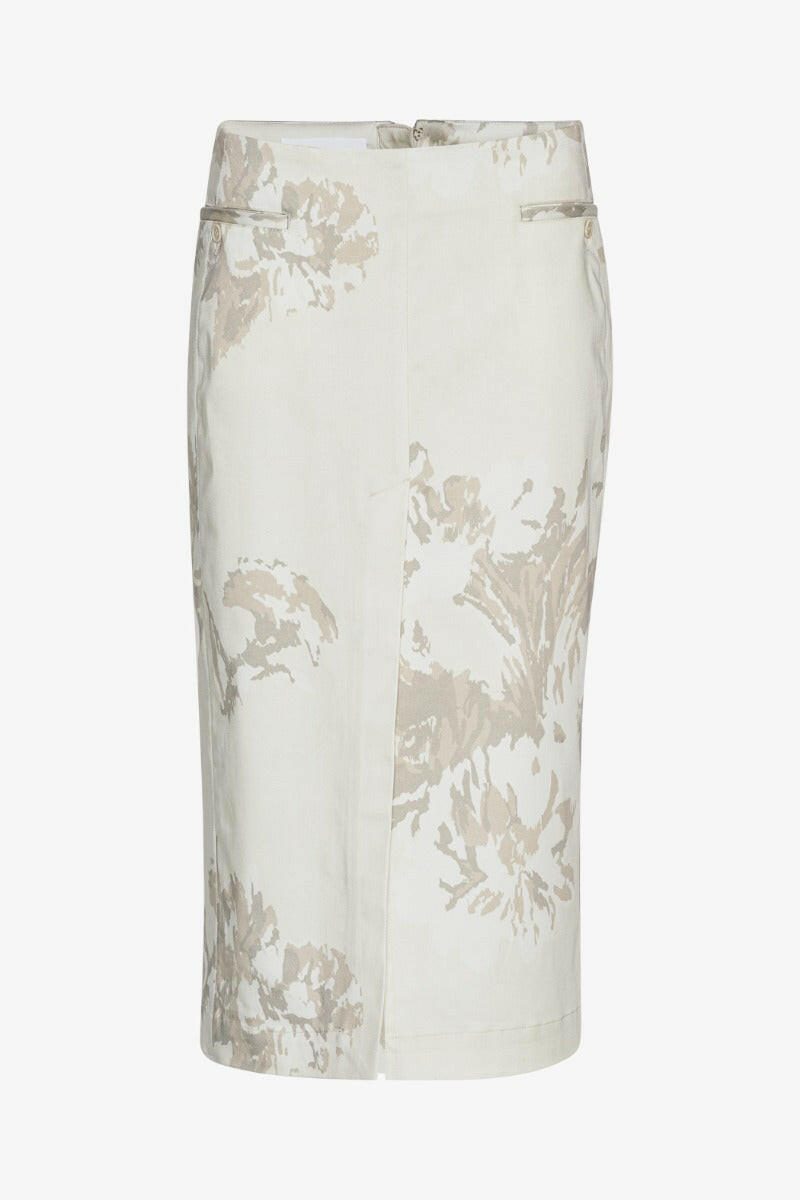 Floral Midi Skirt Flower Jacquard + Almond Milk Comb..