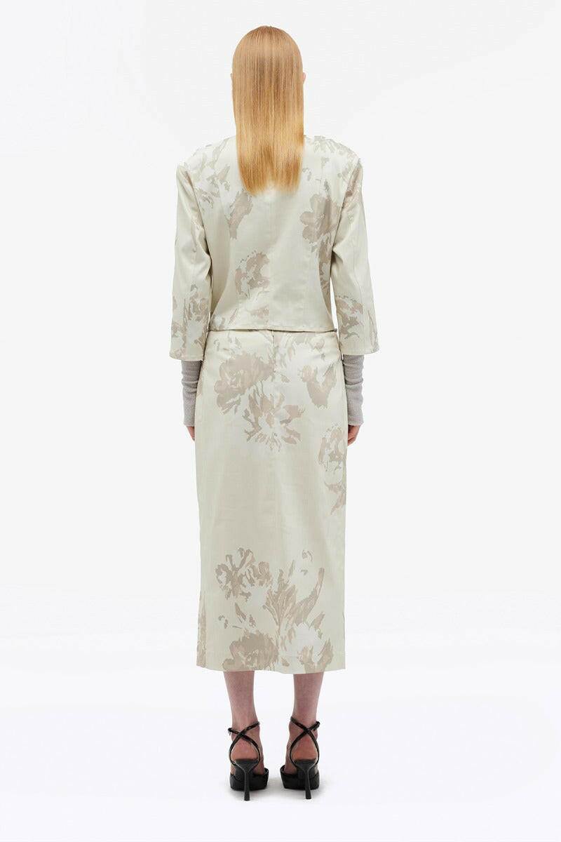 Floral Midi Skirt Flower Jacquard + Almond Milk Comb..