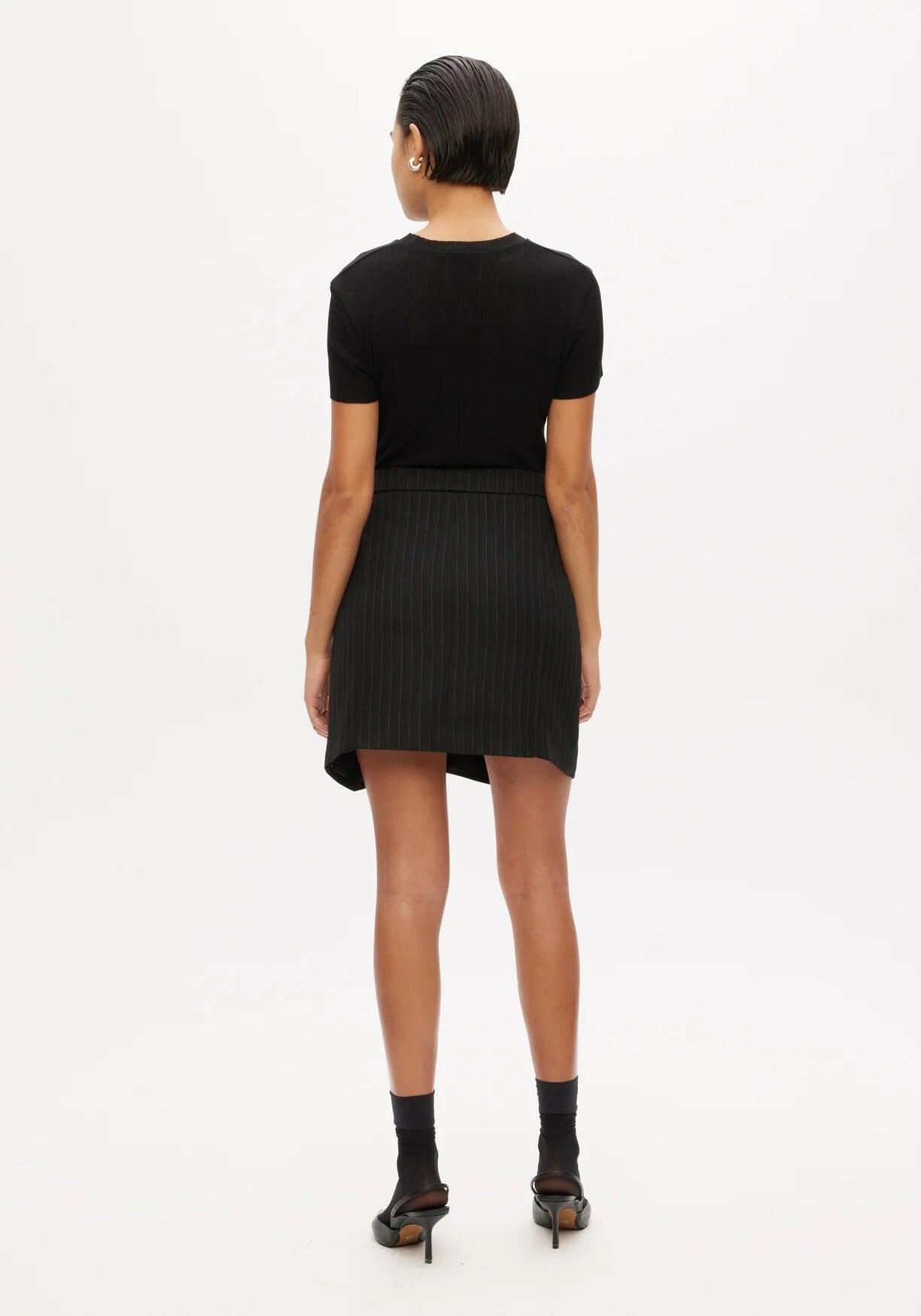 Short suiting skirt Black Pinstripe.