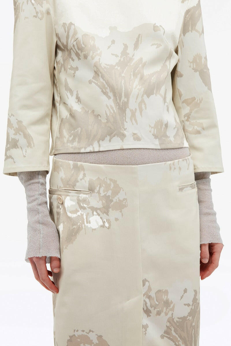 Floral Midi Skirt Flower Jacquard + Almond Milk Comb..