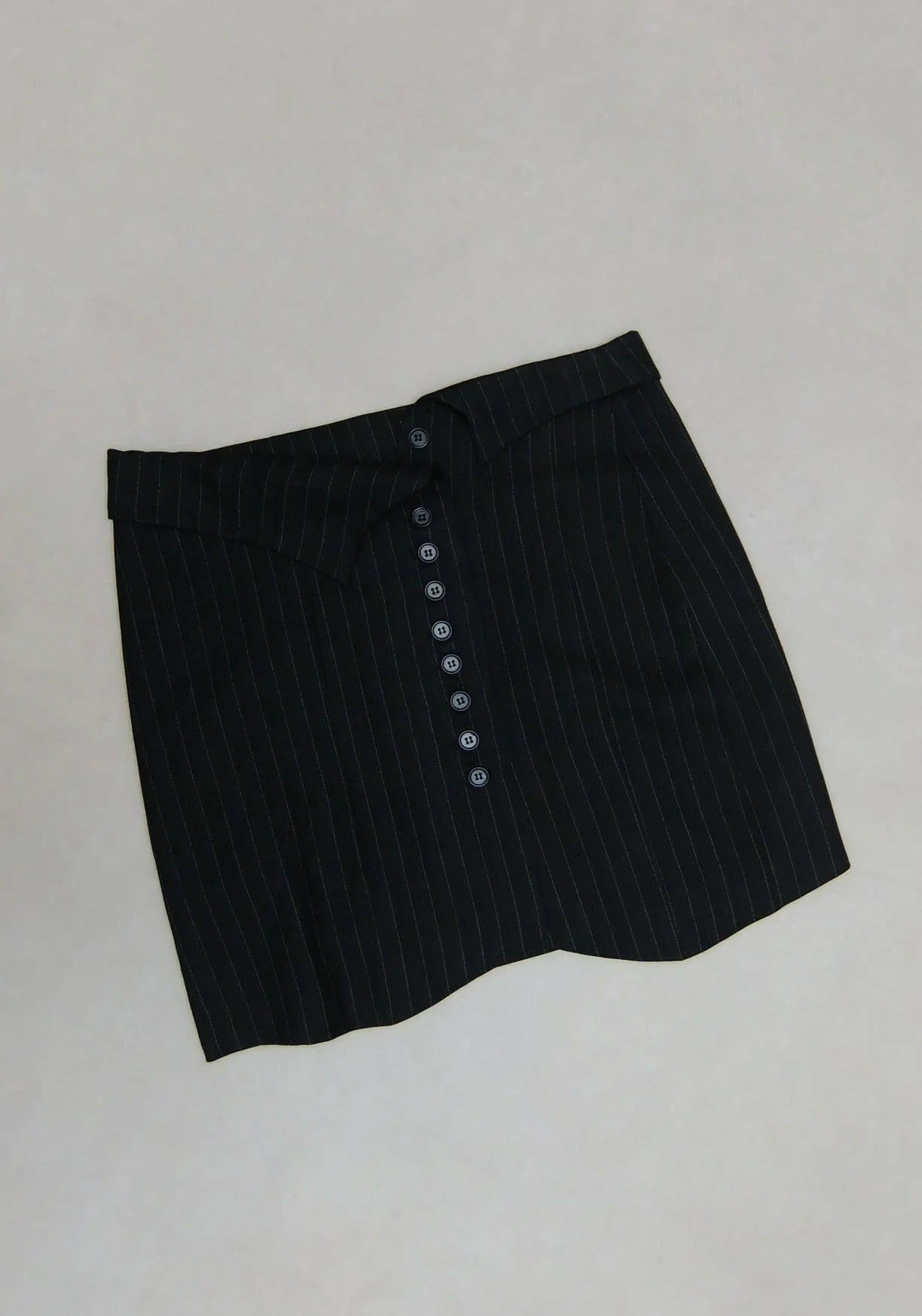 Short suiting skirt Black Pinstripe.
