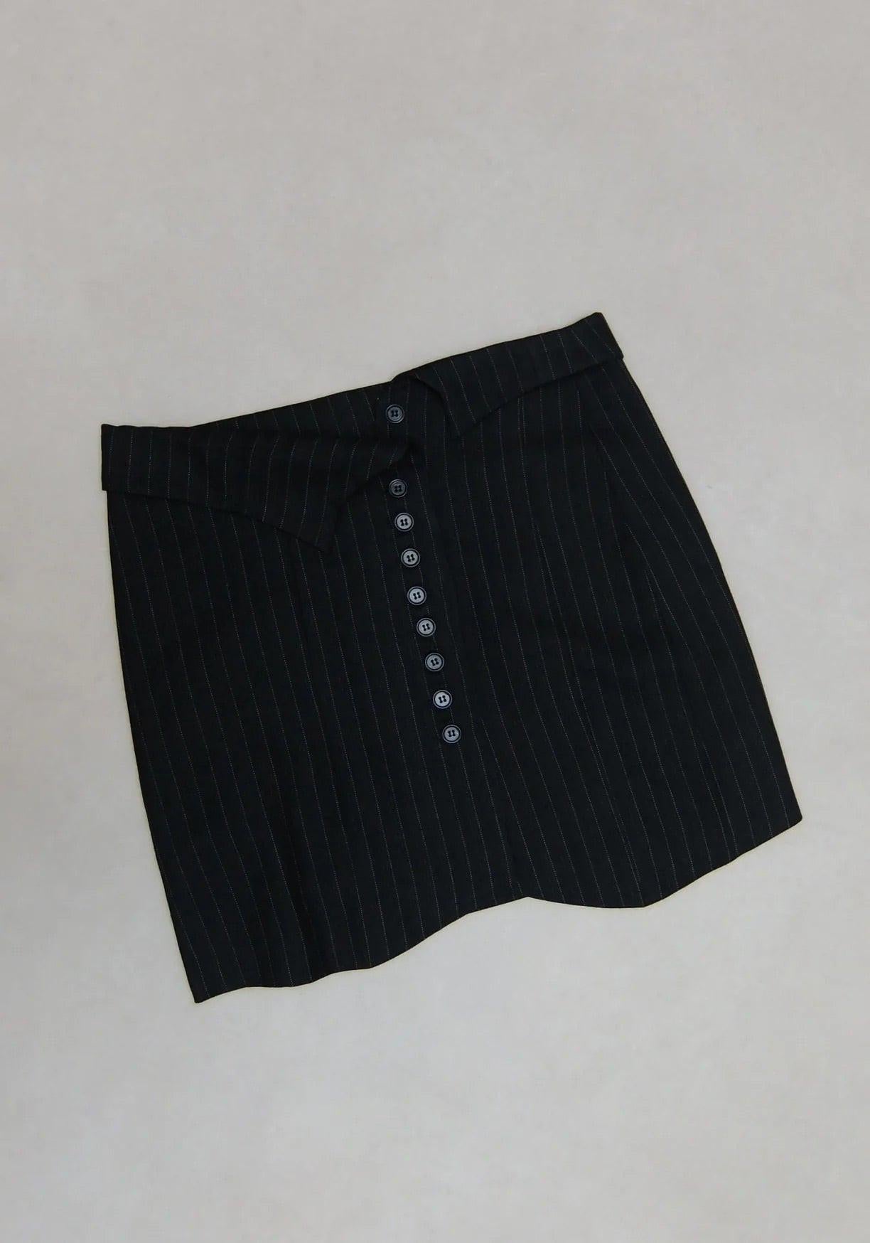 Short suiting skirt Black Pinstripe.