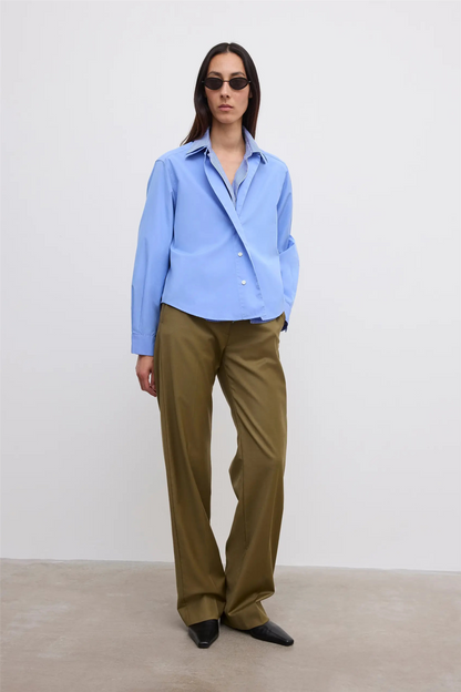 Cropped Shirt Mid Blue