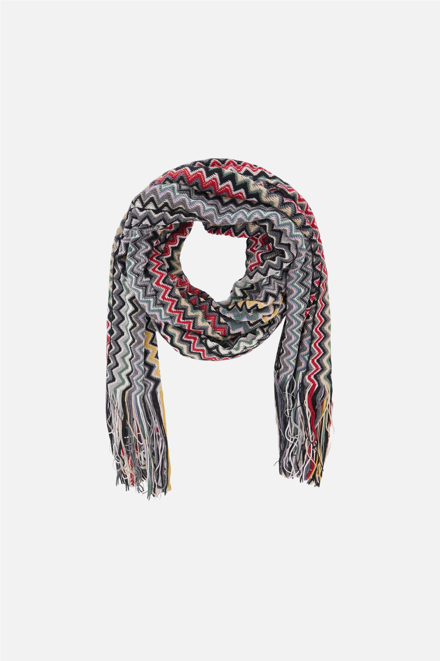 Zigzag Fringe Scarf Brown