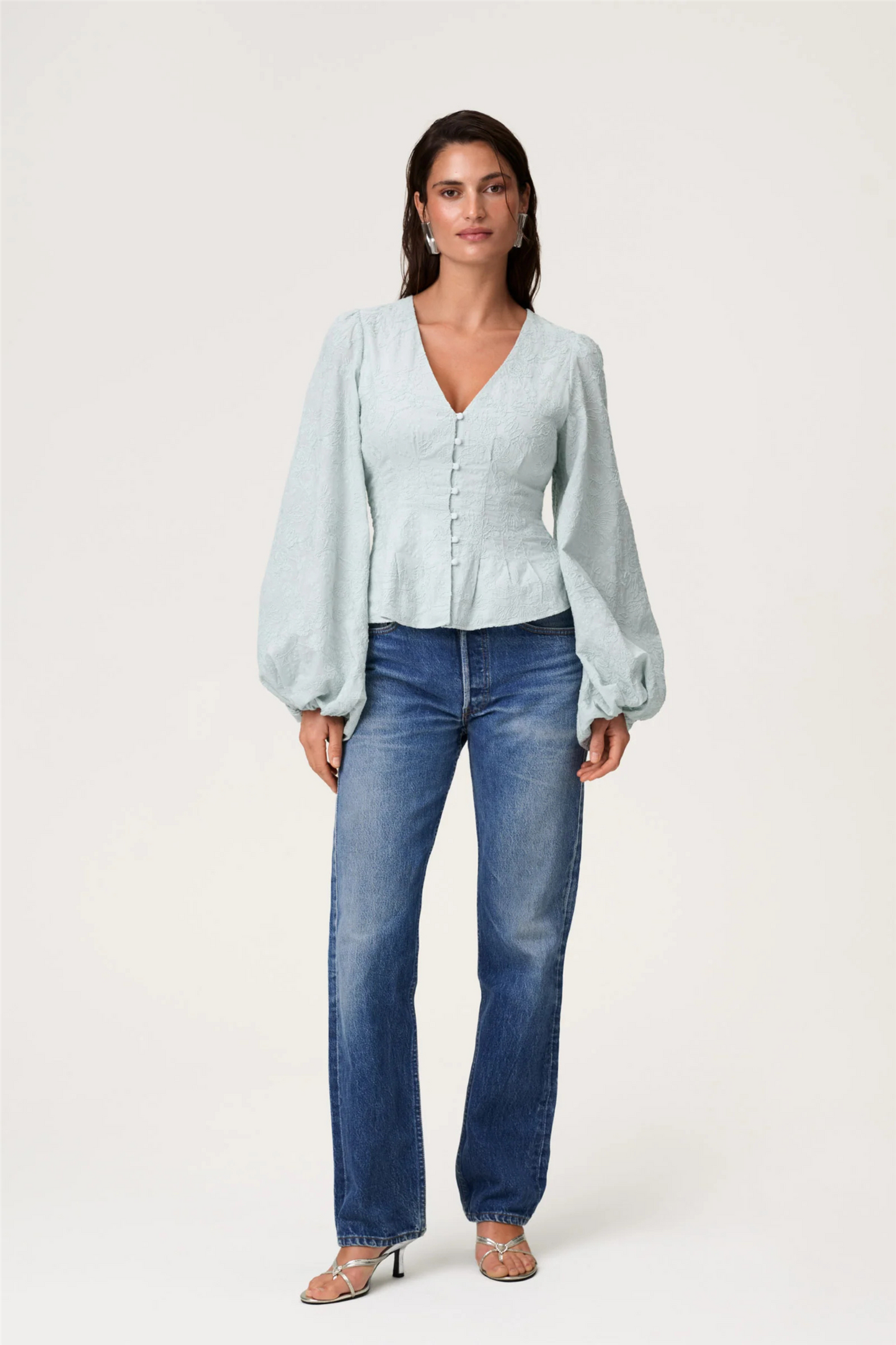Palena Blouse Mint Embroidery.