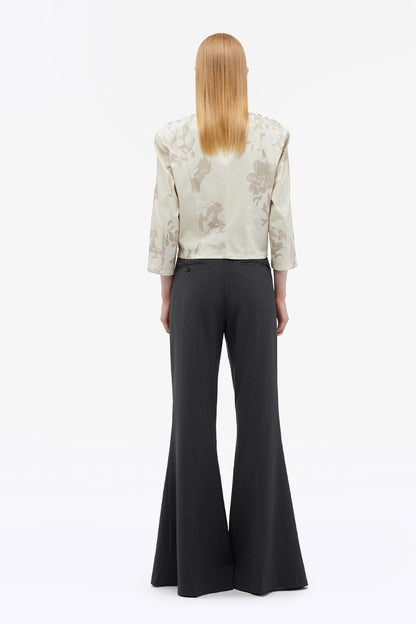 Floral Cropped Top Flower Jacquard + Almond Milk Comb.