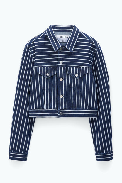 Classic Denim Jacket Denim Blue/White Stripe