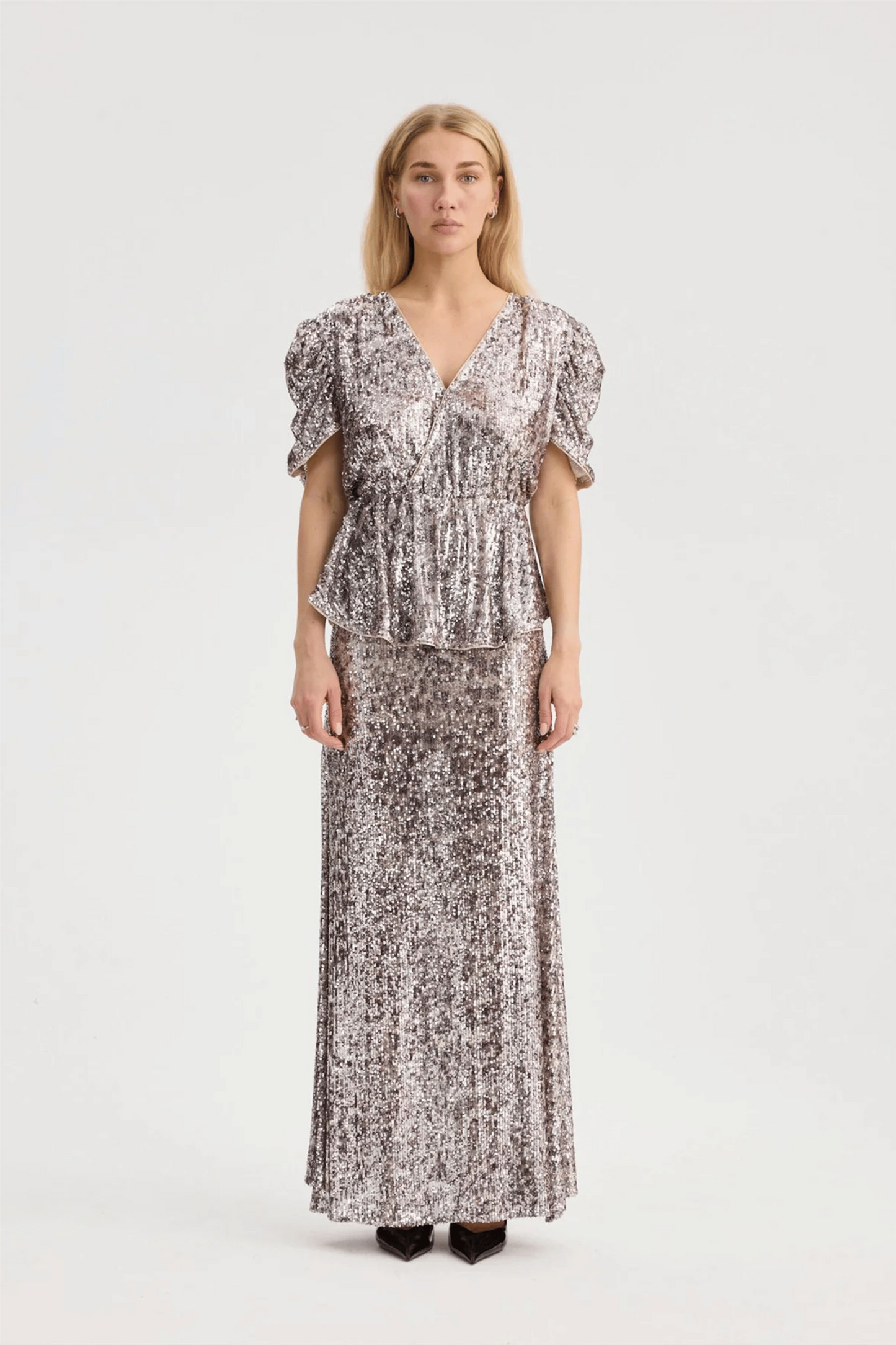 Frederikke Sequin Blouse Vintage Grey Sequins