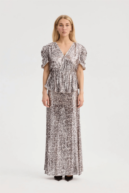 Frederikke Sequin Blouse Vintage Grey Sequins