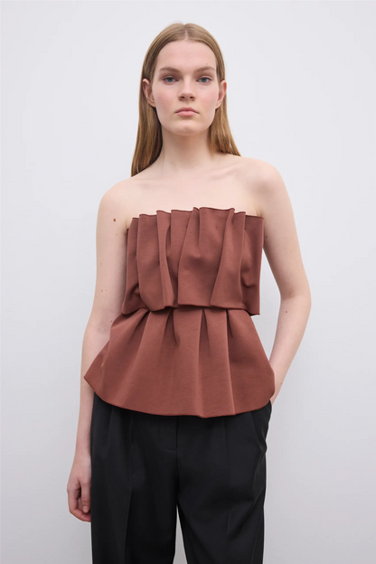 Sculpted Tube Top Mahogny Red