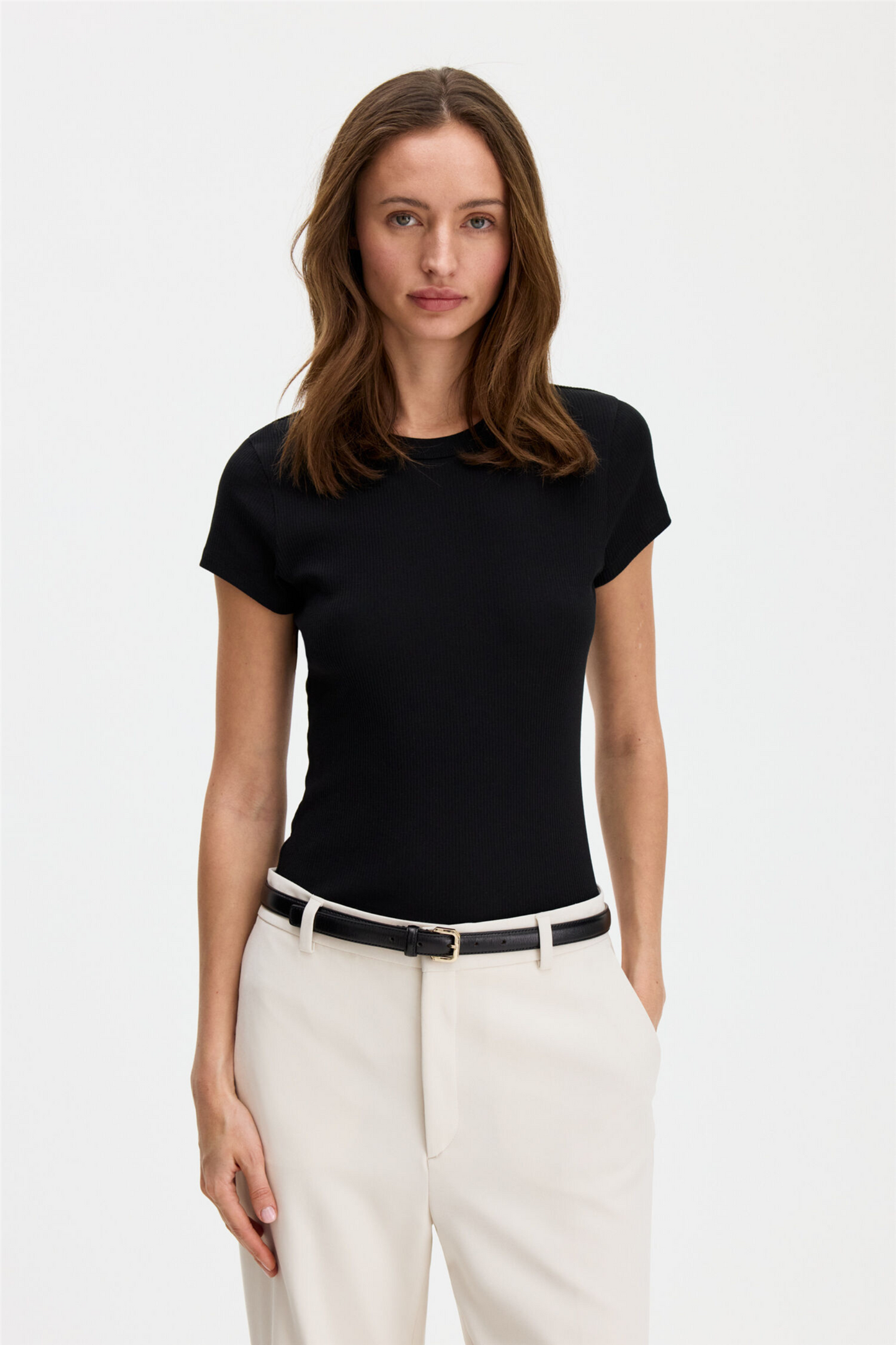 Fine rib tee Black