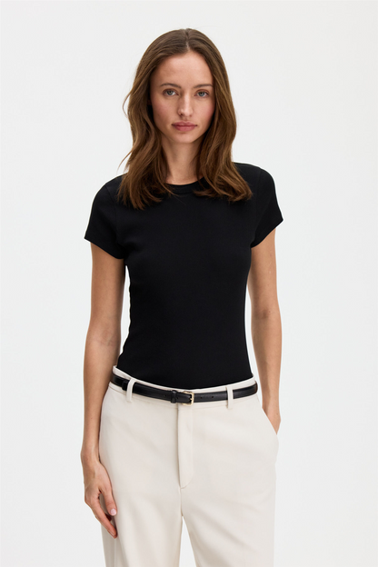 Fine rib tee Black