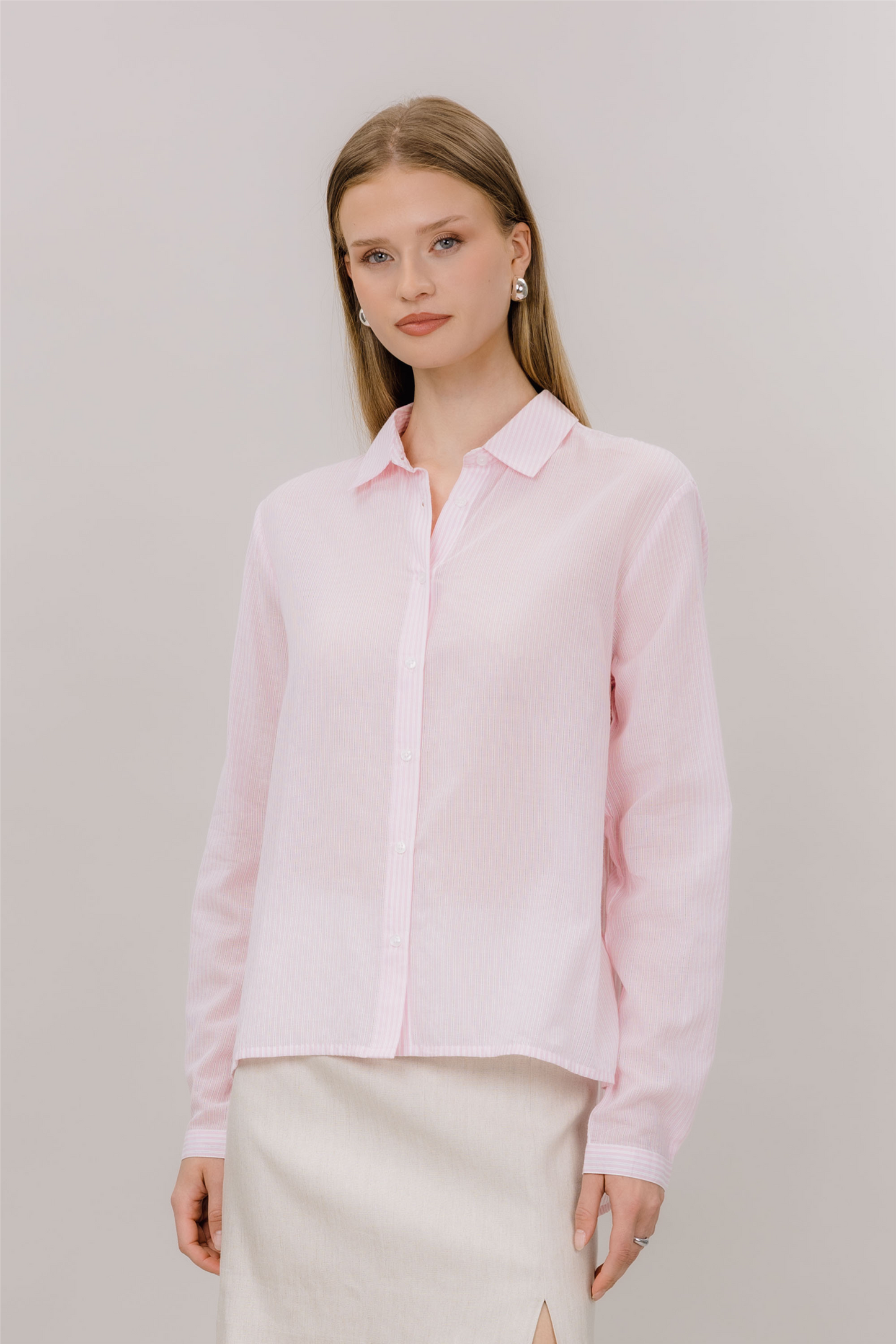 Aja Shirt Pink Stripes.