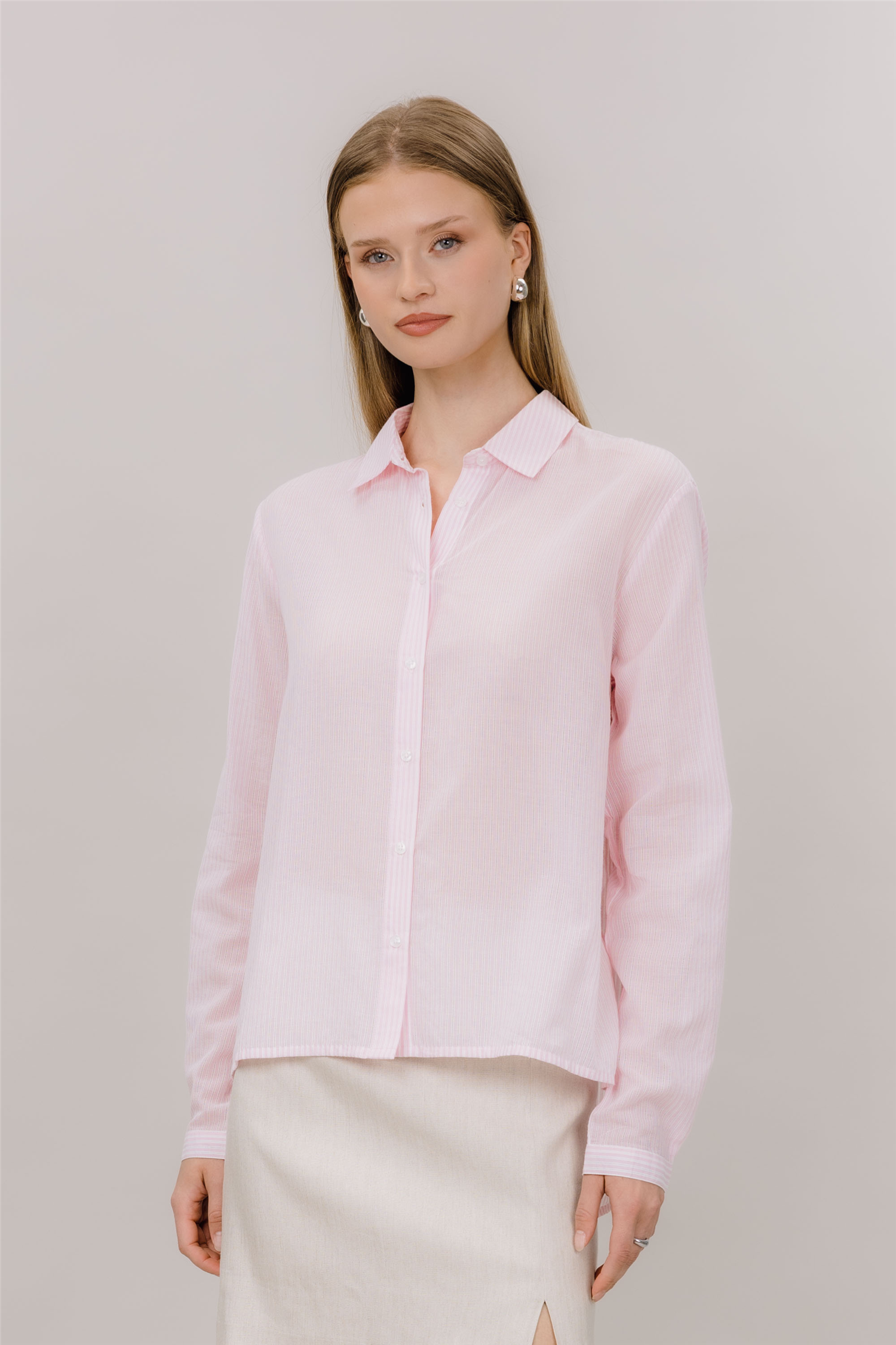Aja Shirt Pink Stripes.