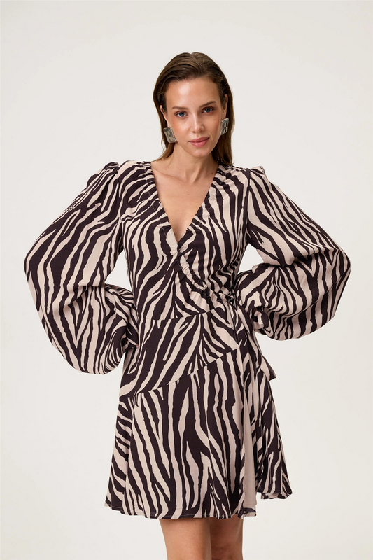 Portofino Mini Dress Brown Zebra.