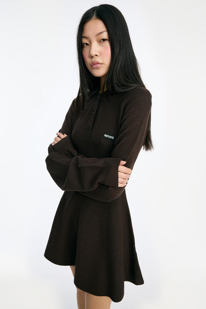 Slinky Knit Polo Dress Molé