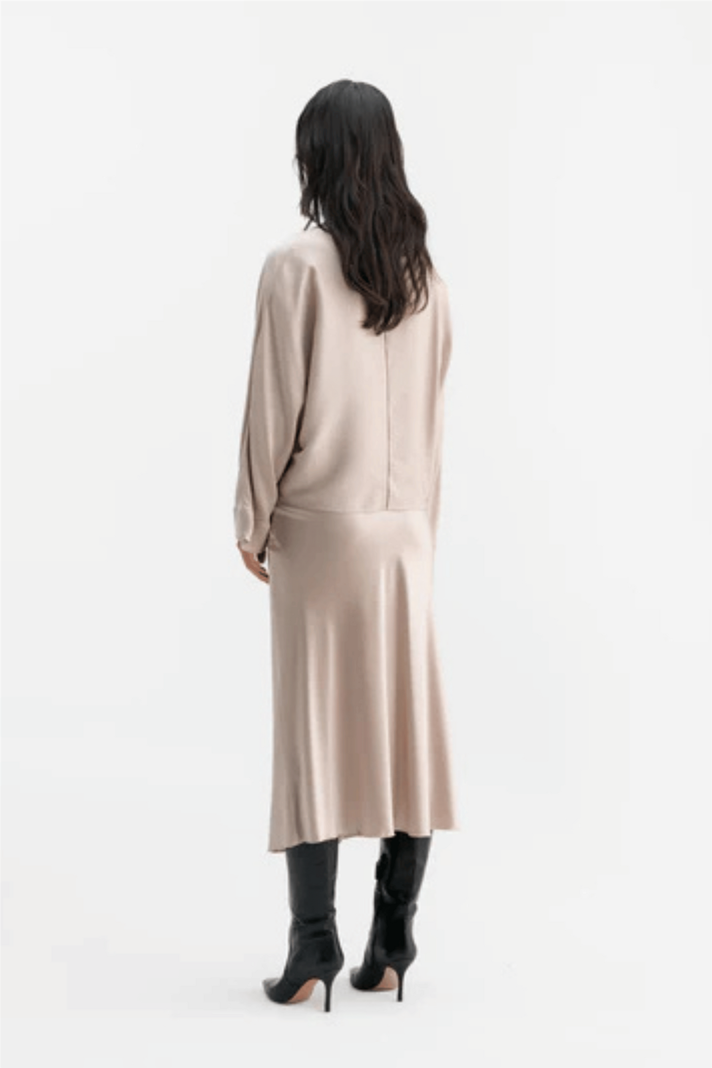 Hana satin silk skirt Greige