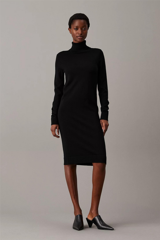 Merino wool knee dress Ck Black Beh