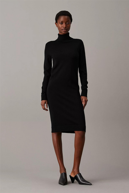 Merino wool knee dress Ck Black Beh.