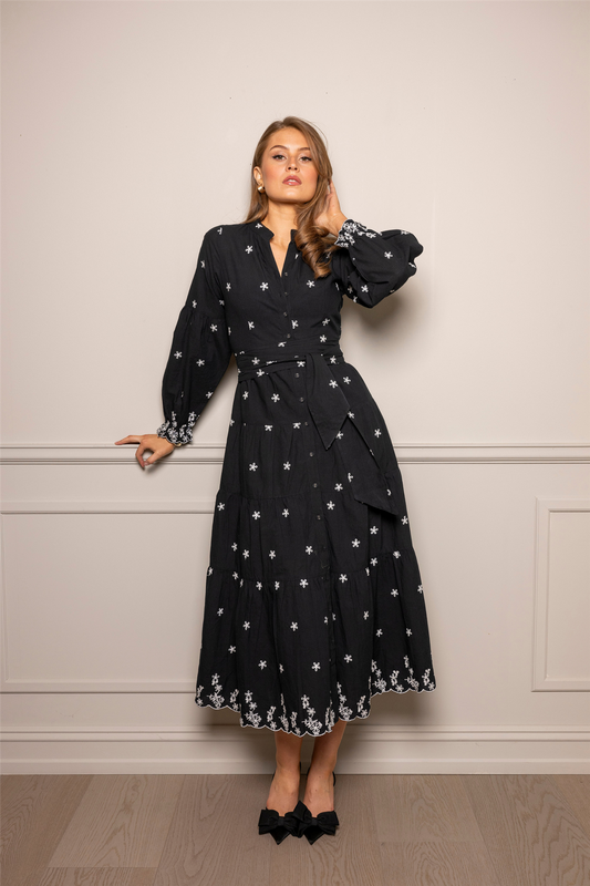 Gabriella Dress Noir Embroidery