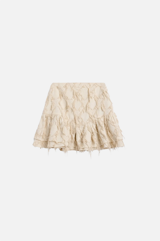 Posy Fray Skirt Raw Beige