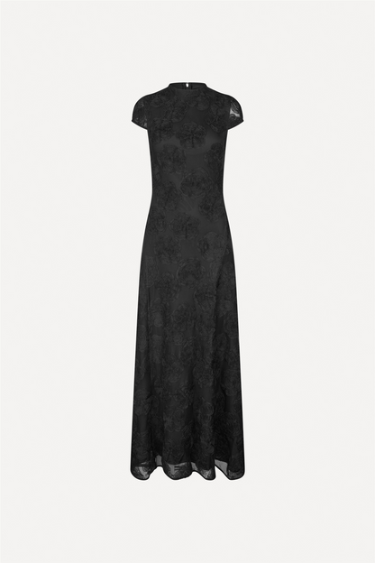 Flower Mesh Maxi Dress Black.