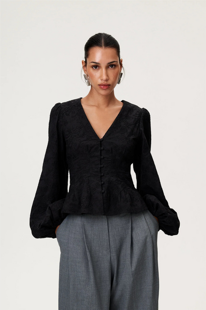 Palena Blouse Black Embroidery