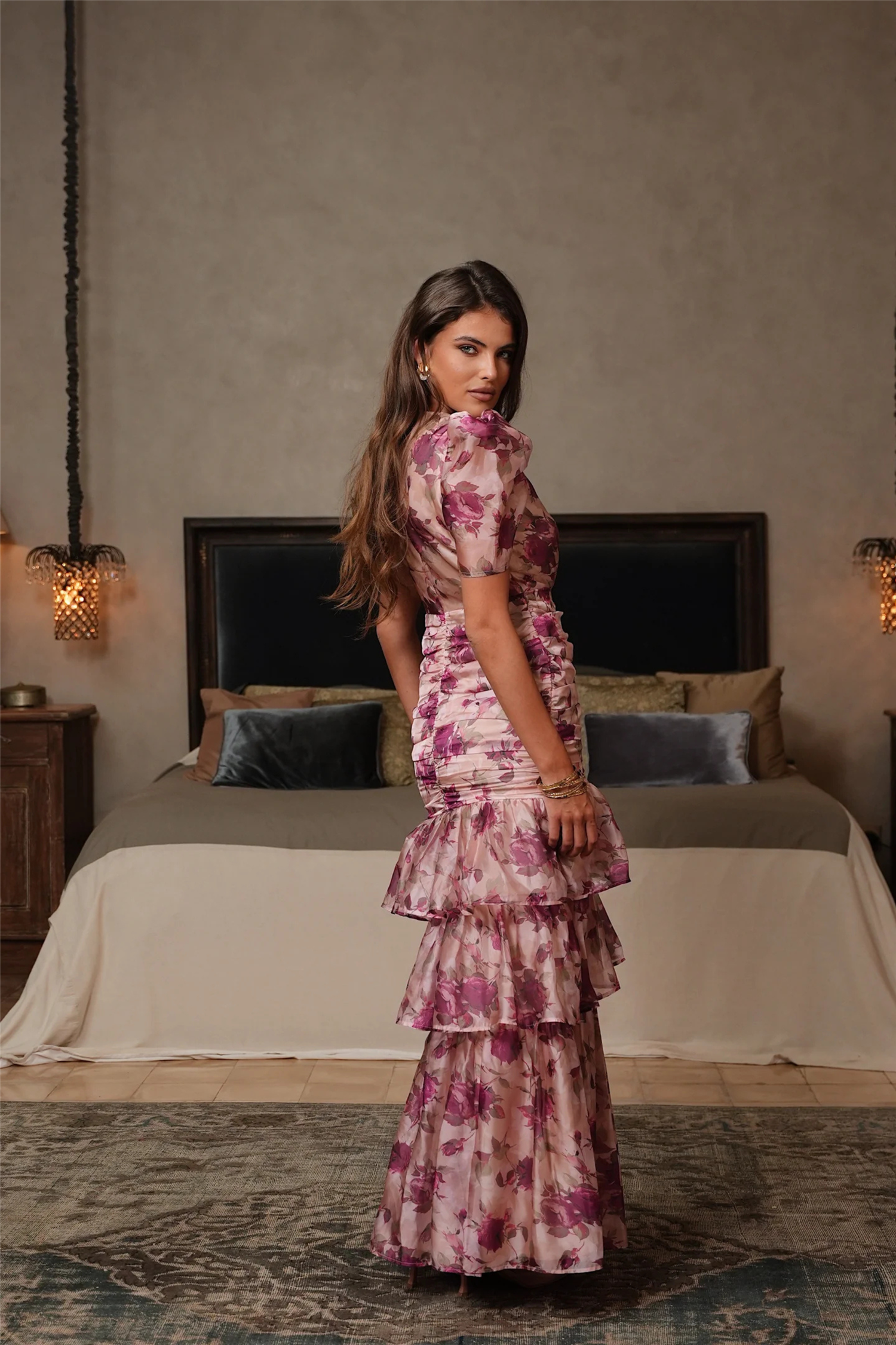Jenna Maxi Dress Rose Print.