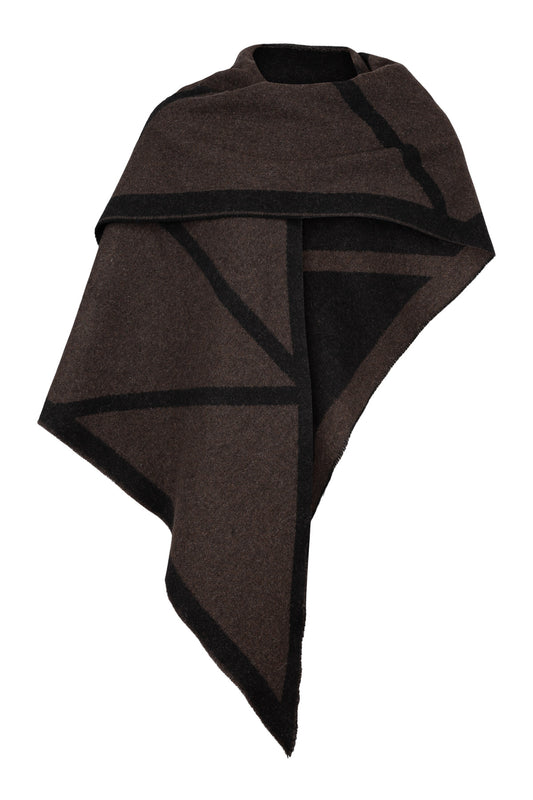 Triangle scarf, merino Tobacco / Black