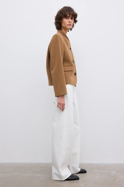 Short Curved Jacket Camel