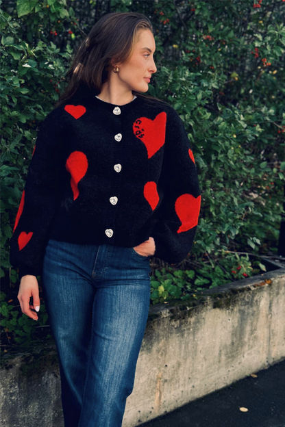 Heartscras Cardigan Black Hearts