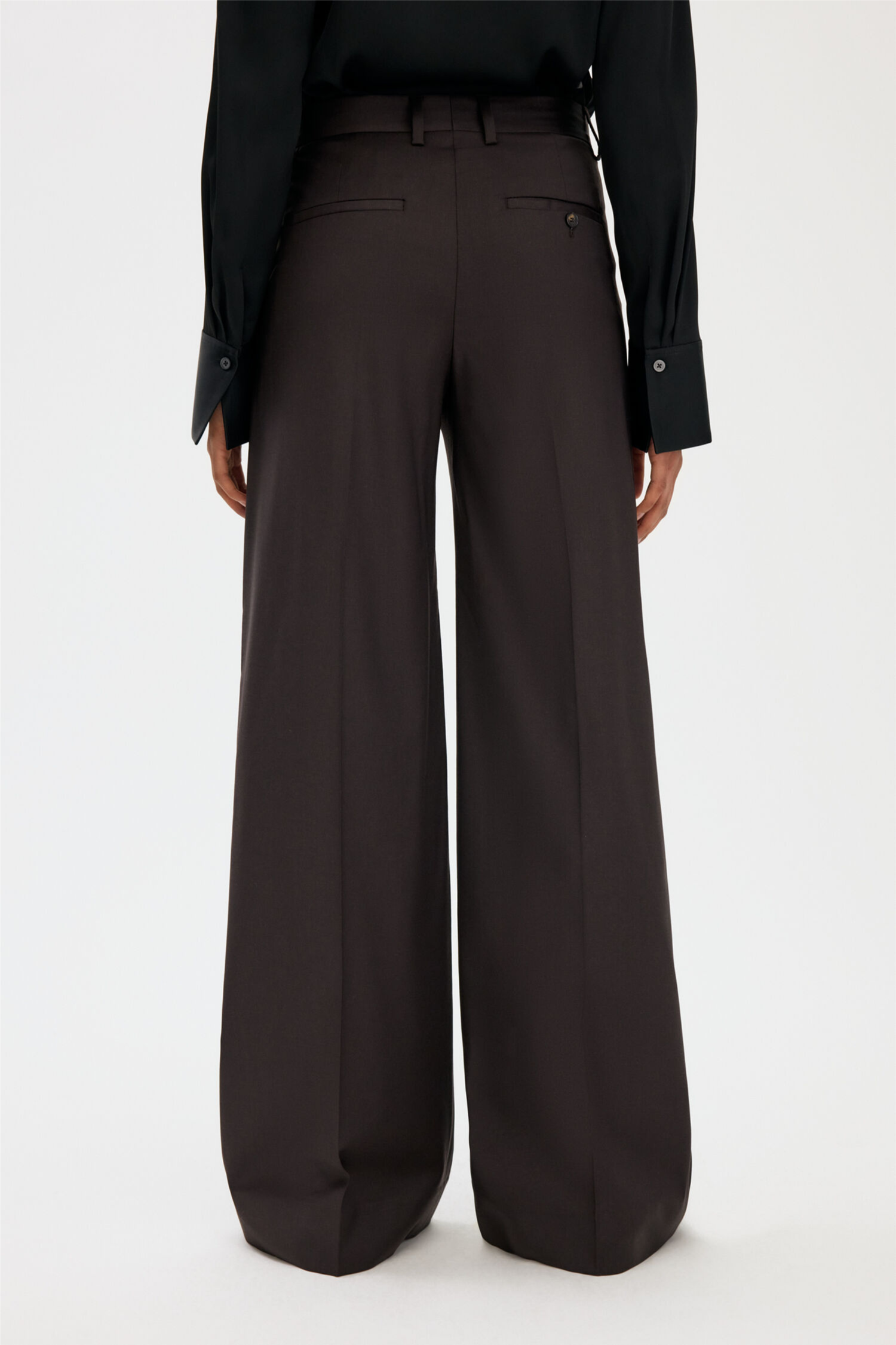 Darcey Wool Trousers Dark Chocolate.