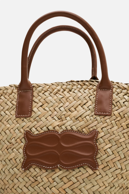 Small Monogram Straw Bag Cognac