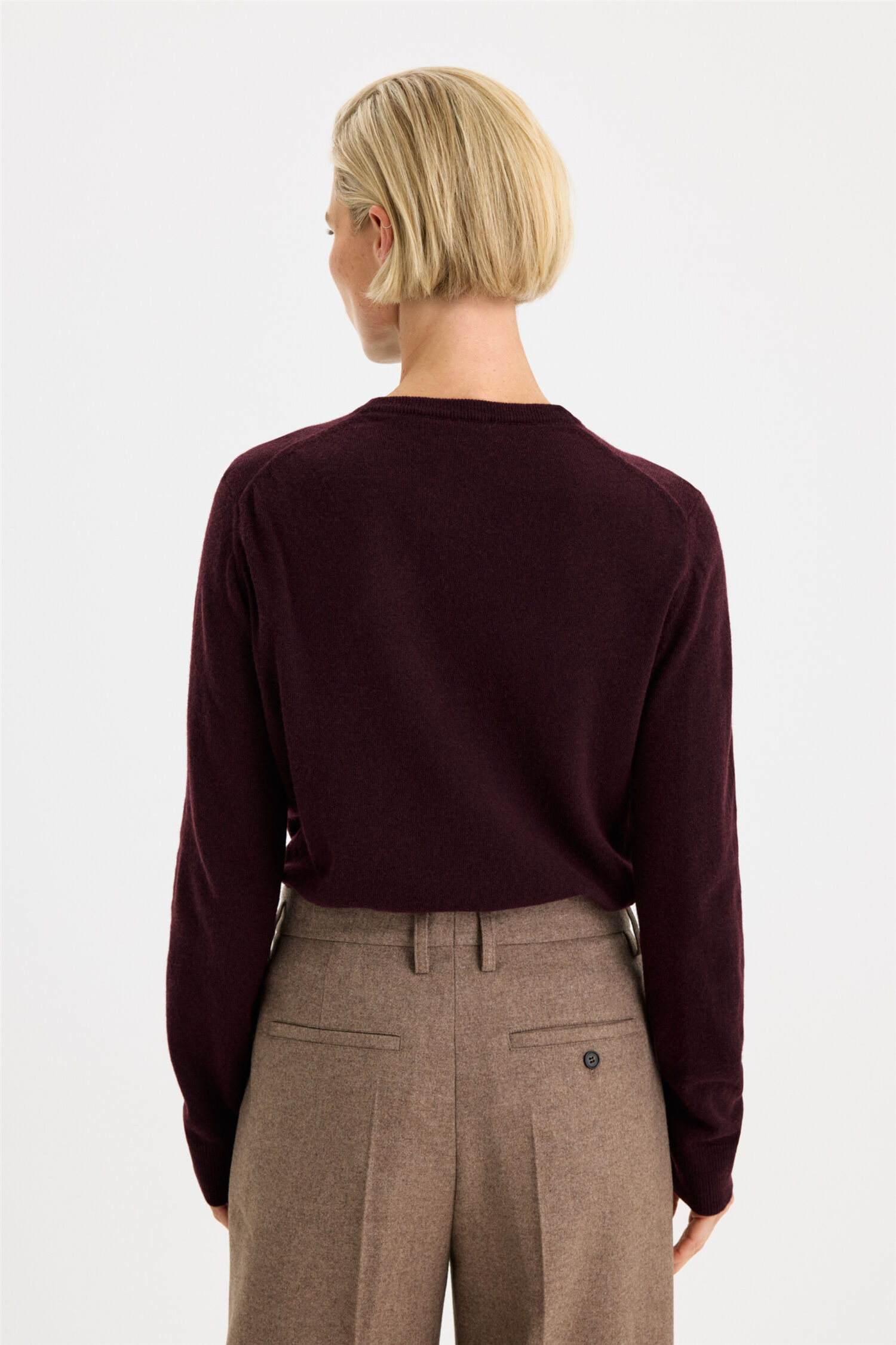 Soft Wool Crewneck Sweater Dark Burgundy.