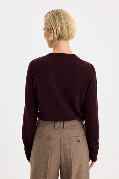 Soft Wool Crewneck Sweater Dark Burgundy.