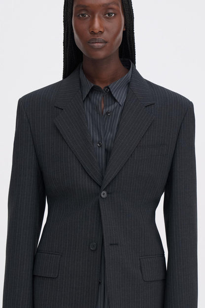 Hourglass Pinstripe Blazer Anthracite Melange