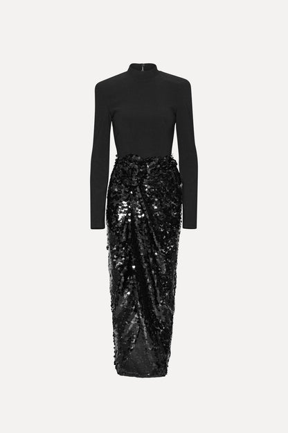 Knotted Midi Dress Black