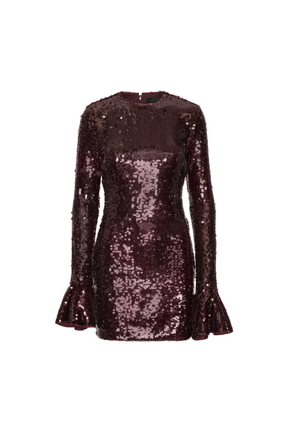 Sequins Ls Mini Dress Zinfandel